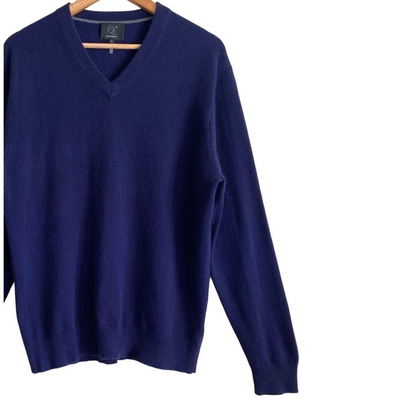 Qi 100% Cashmere Supersoft Preppy Lightweight V-Neck Pullover Sweater Sz XL - Picture 4 of 9